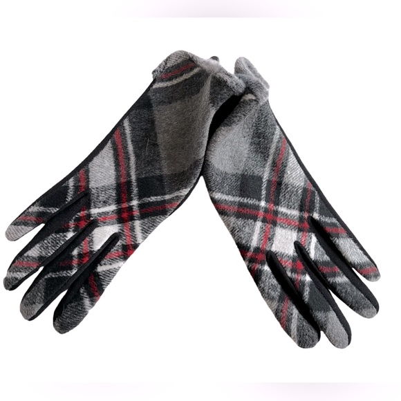 NWT Woman’s Gloves, Black/Plaid, Fleece Lining, Touchscreen Thumb & Index Finger - Picture 4 of 7